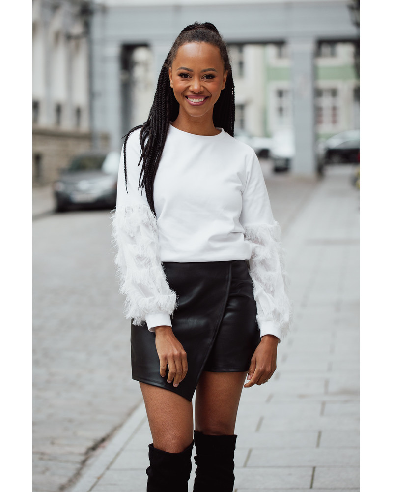 ALICE FRINGE SLEEVES SWEATSHIRT WHITE