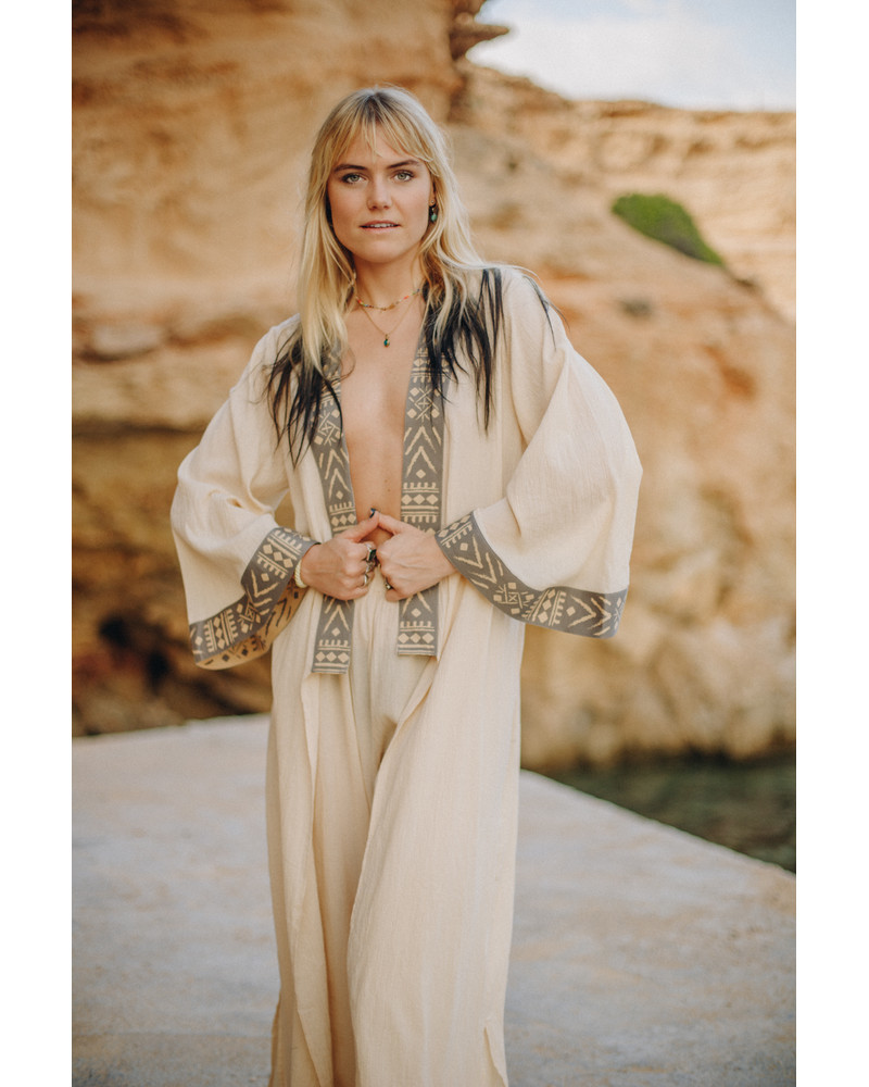 TRIBAL BURN KIMONO SAND