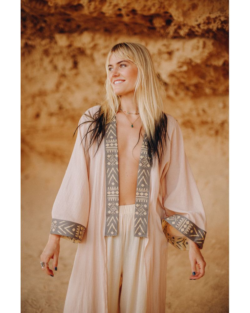 TRIBAL BURN KIMONO BLUSH