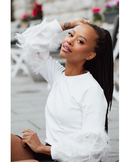 ALICE FRINGE SLEEVES SWEATSHIRT WHITE